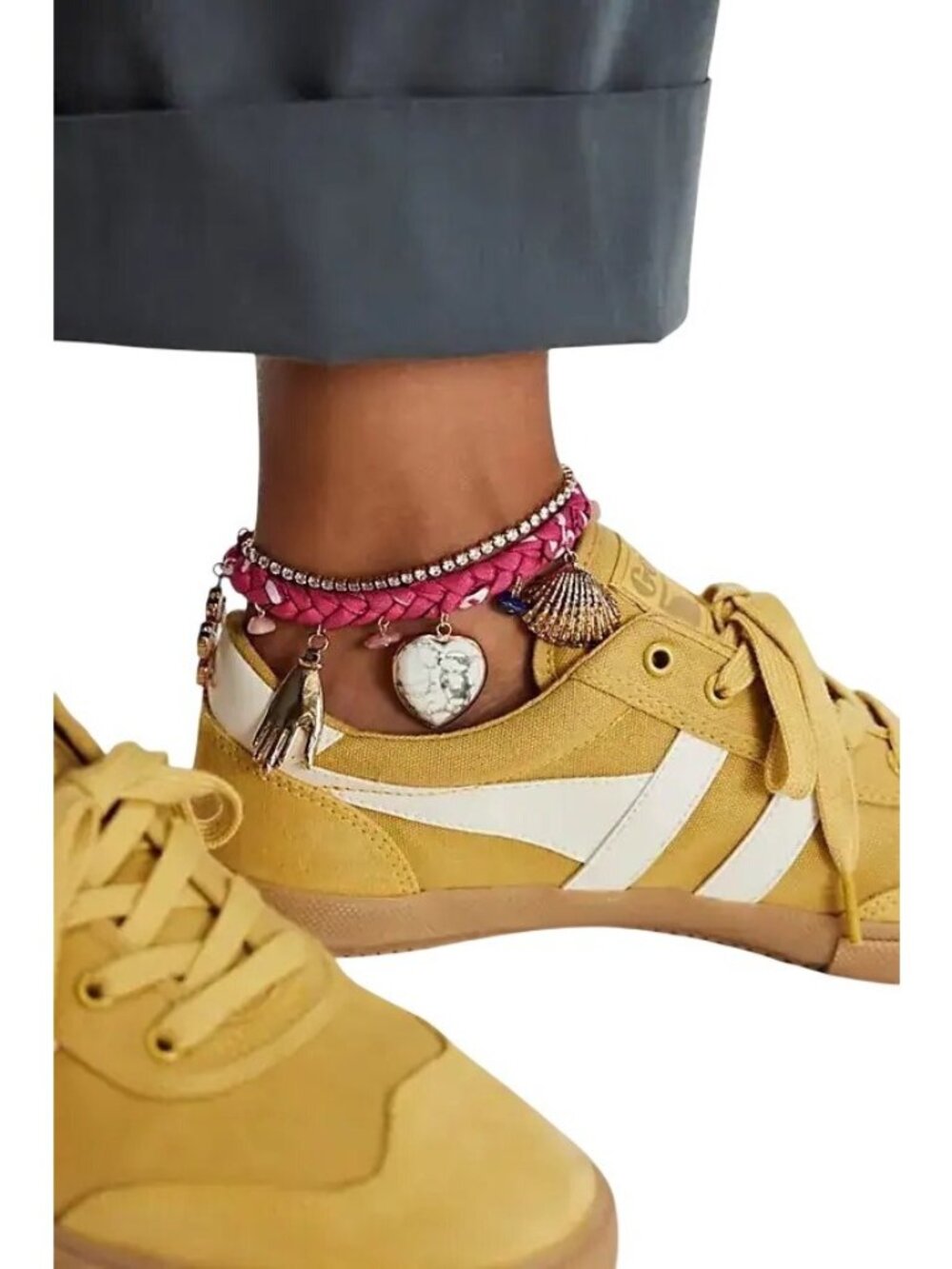 Free People Sky Charm Pink Anklet One Size New With Tags